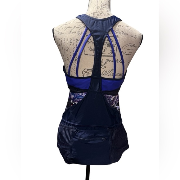 ATHLETA Colorblock Tri-Essentials Tankini Swim Running Top navy Blue Size Large - Picture 5 of 13